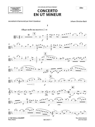 Concerto en ut mineur - Johann Christian Bach - Partition - Alto